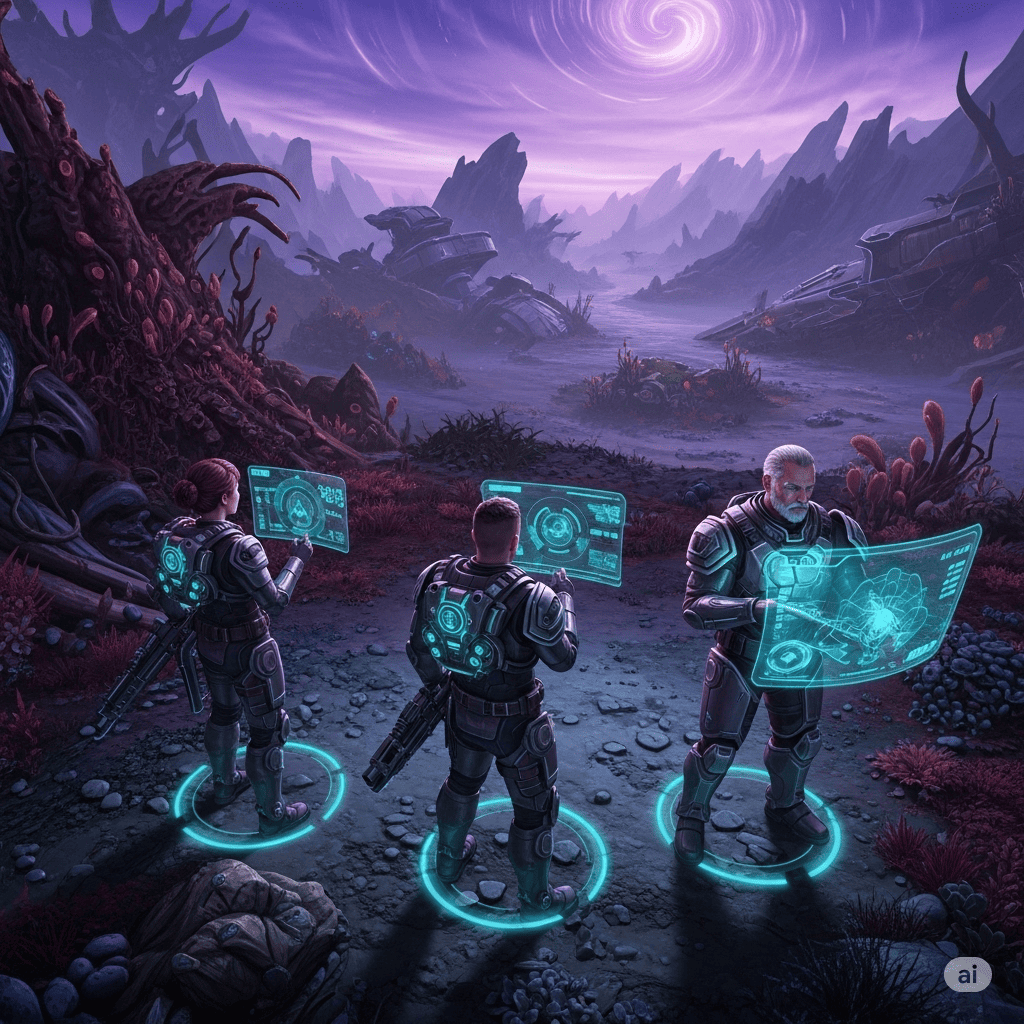 Planet landscape and a sun